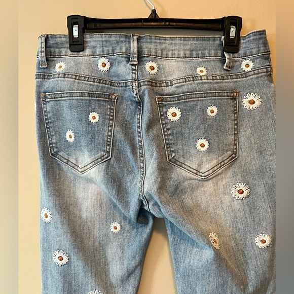 Anna-Kaci California size XXL denim daisy bell bottom jeans! Cotton spandex - Picture 8 of 11